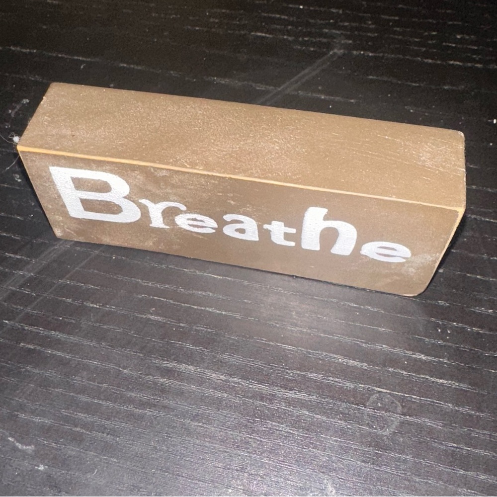 Brown 'Breathe' Wooden Block Decor